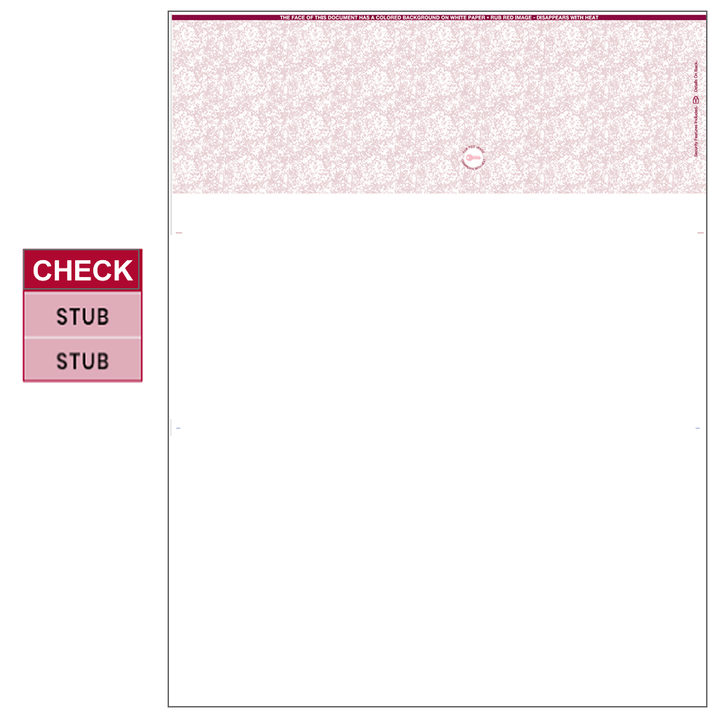 Tru800 Top Burgundy High Security Blank Laser Check - 2580R