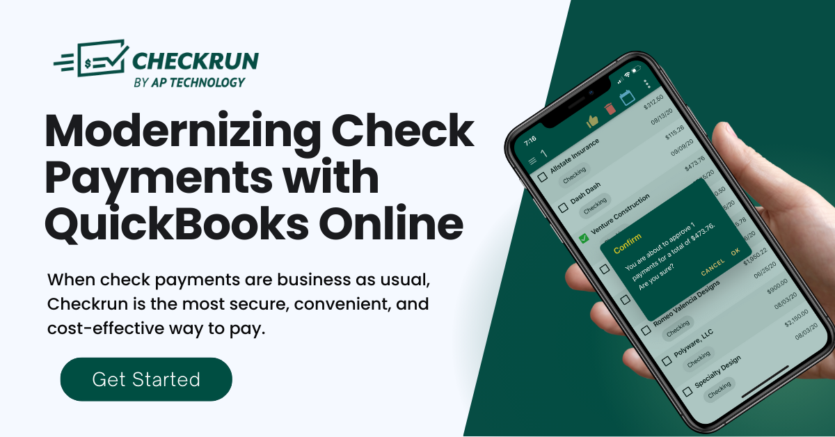 Checkrun and QuickBooks Online two-way sync for all payments.
