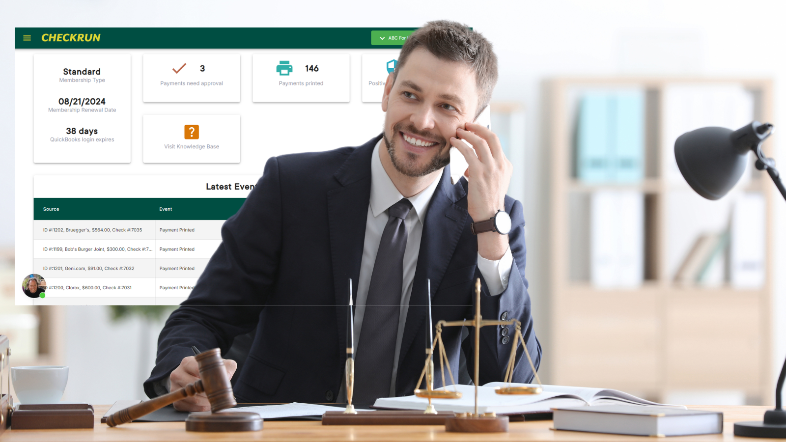 Checkrun and QuickBooks Online two-way sync for all payments.