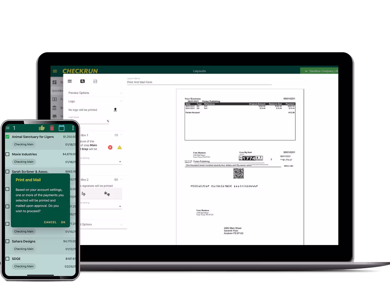 Checkrun-Check-Print-and-Mail-Service-Devices check mailing service online print checks the same day